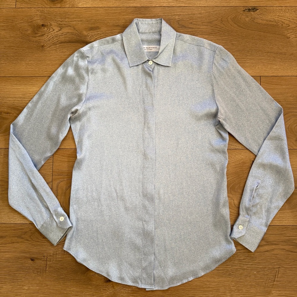 Amina Rubinacci Silk Button Front Blouse Size 38‎ Made in Italy
